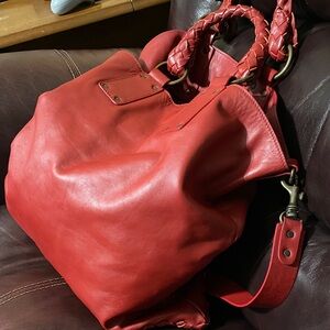 Falor Spanish Red Leather Tote Bag